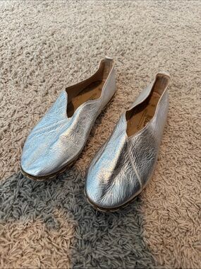 Women's Metallic Silver Slip-On Flats